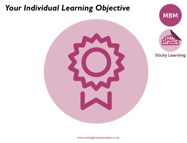 Learning rosette 'your individual learning objective' MBM Sticky Learning