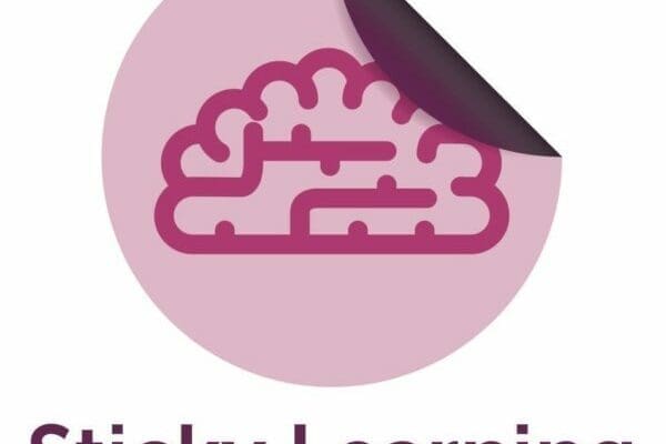 Purple brain icon in a pink sticker