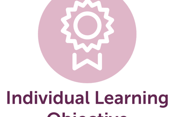 Pink rosette icon above Individual Learning