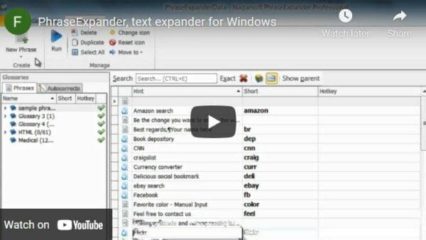 Links to video about Window's text expander