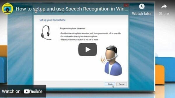 Links to video on how you to use speech recognition in Windows 8.1