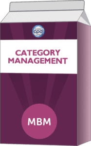 Purple carton illustration with Category Management MBM label 