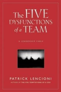 Book cover The Five Dysfunctions of a Team by Patrick Lencioni self-hep books for trainers