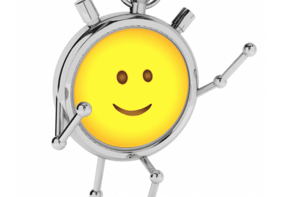 Alarm clock with smiley face, arms and legs