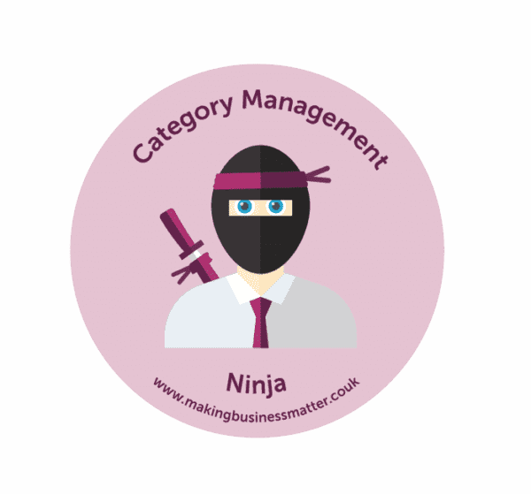 Cartoon ninja wearing a tie in a pink sticker