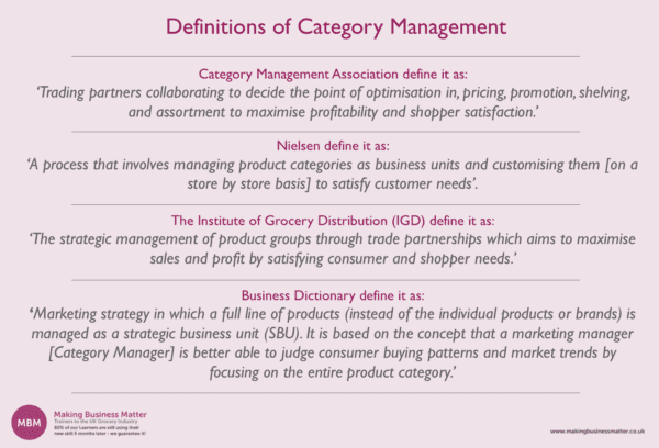 Different definitions of category management with MBM logo