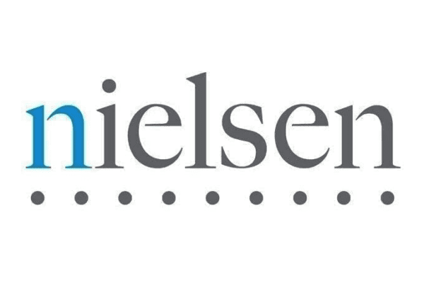 Grey Nielsen logo with a blue letter N and dotted line