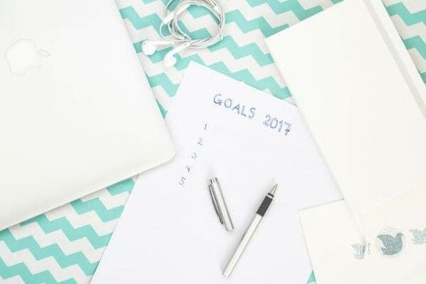 Paper titled Goals 2017 with a pen laid on top 