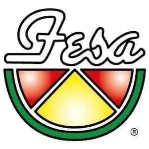 Word Fesa written in outlined letters on top of watermelon icon