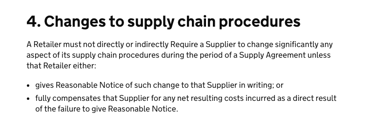 GSCOP Changes to supply chain procedures