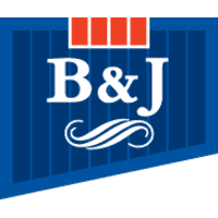 Letters B & J written in white on a blue background