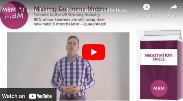 Links to YouTube video about Negotiation skills tip 'If you then I will help' by Darren from MBM 