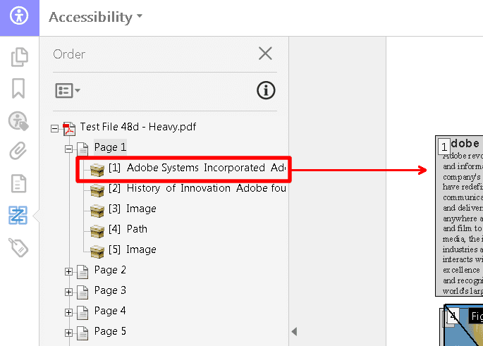 Screenshot of Accessibility tool settings to reorder items