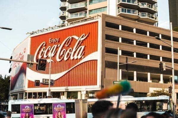 Large Coca-Cola signage on a building