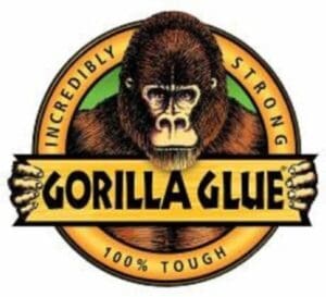 Logo with Gorilla holding sign that says Gorilla Glue
