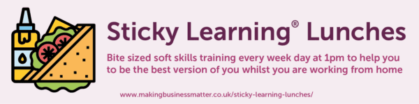 MBM banner titled Sticky Learning Lunches
