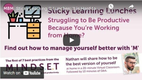 Links to YouTube video about best practice for keeping employees happy as they work from home Sticky Learning Lunches