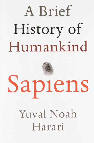 Book cover of Sapiens A Brief History of Humankind by Yuval Noah Harari book review