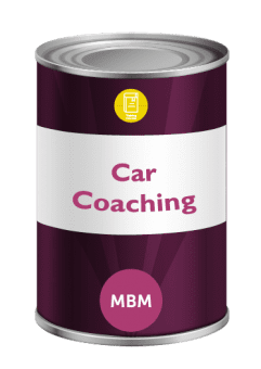 Purple tin can with Car Coaching on label