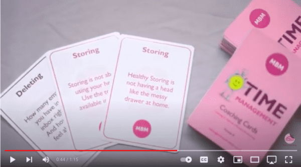 Screenshot of MBM video on Time Management coaching cards