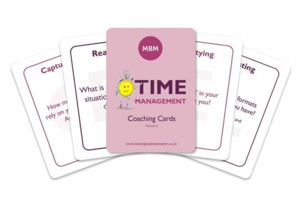 Five time management coaching cards from MBM