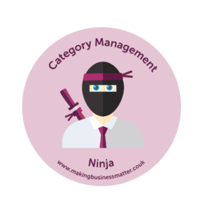 Cartoon ninja wearing a tie in a pink sticker