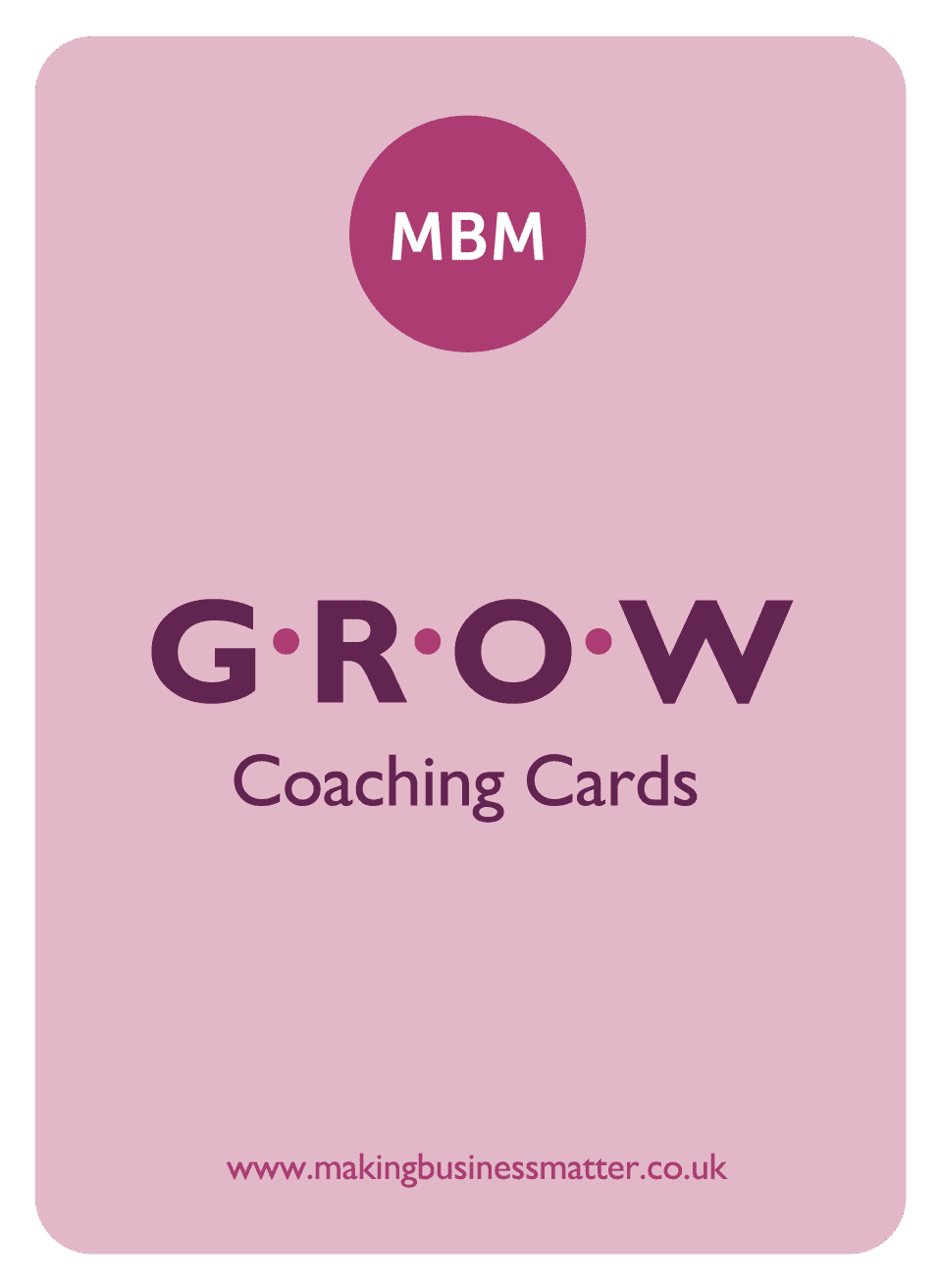 Front of a GROW coaching card with MBM logo