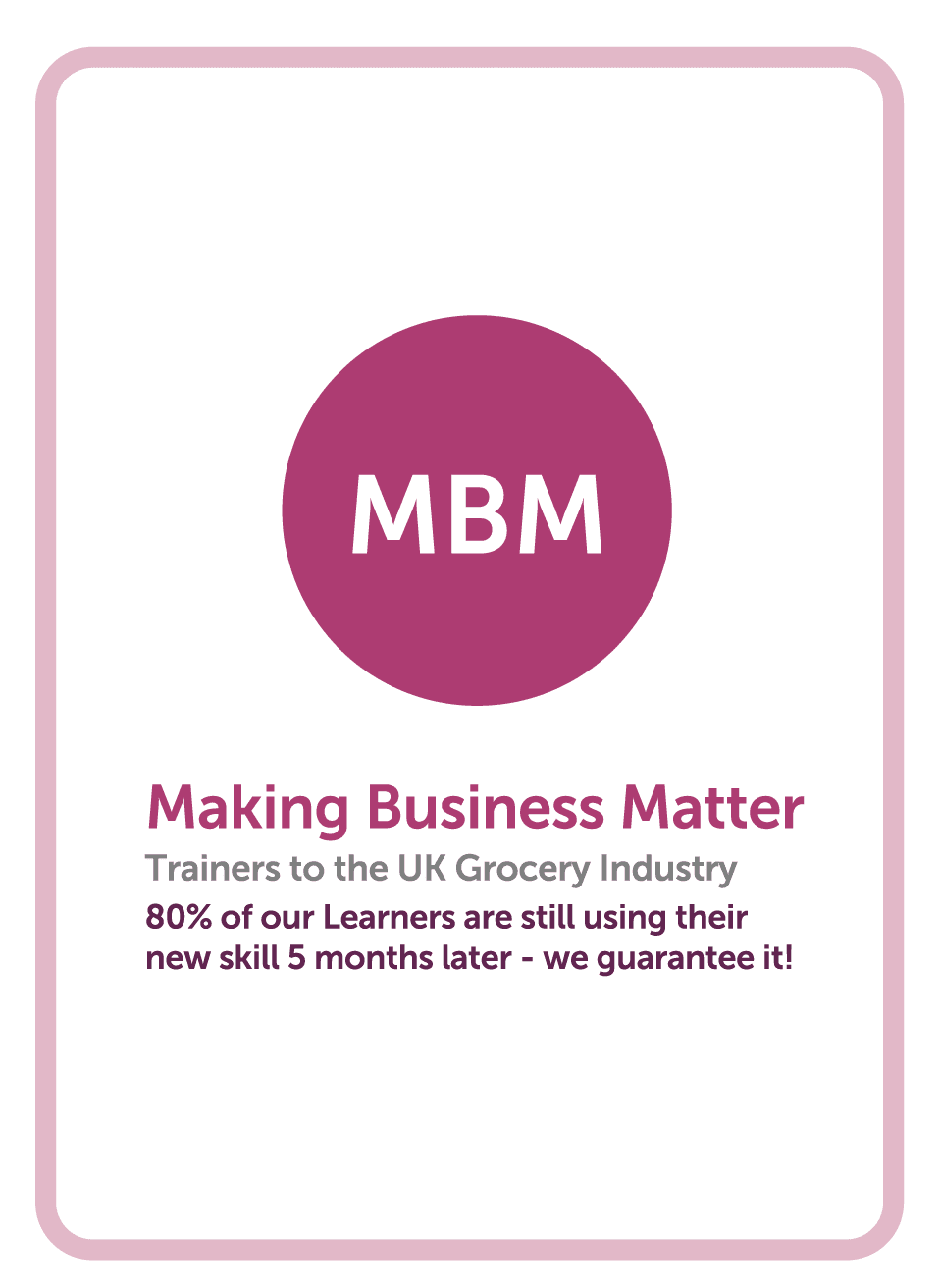 Coaching card with MBM logo in centre