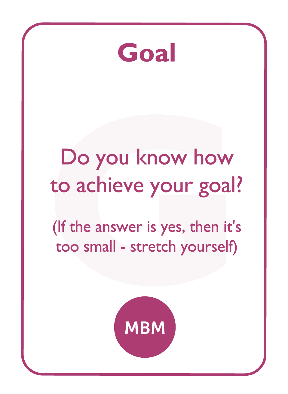 Coaching card titled Goal