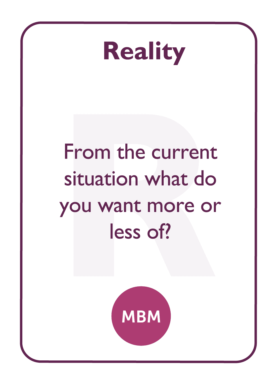 Coaching card titled Reality