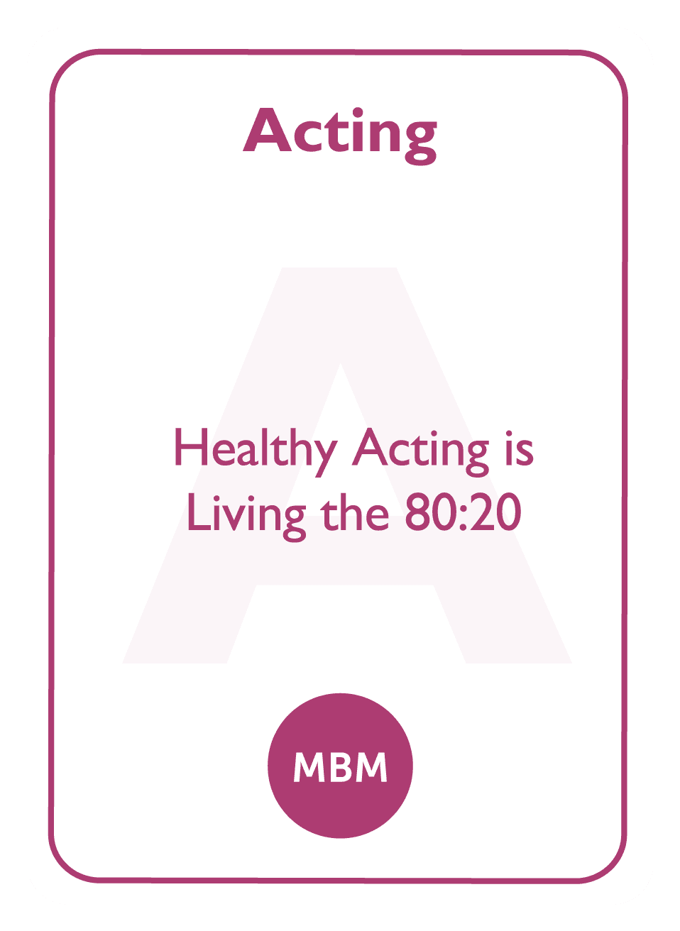 Coaching card titled Acting