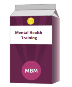 Purple carton with Mental Health Training on label