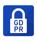 White padlock icon with GDPR in the middle