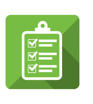 A white checklist icon on green background