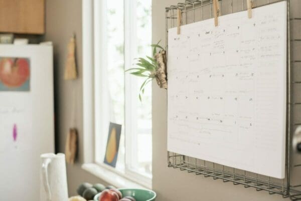 Wall planner on a kitchen wall