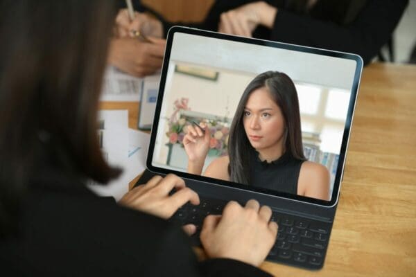Video call of a woman on a laptop 