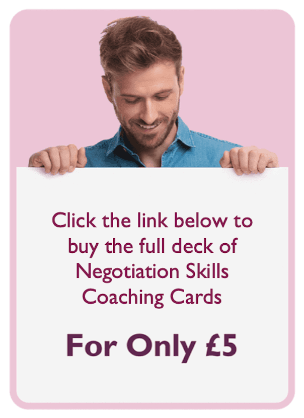 Negotiation skills coaching card titled For Only £5
