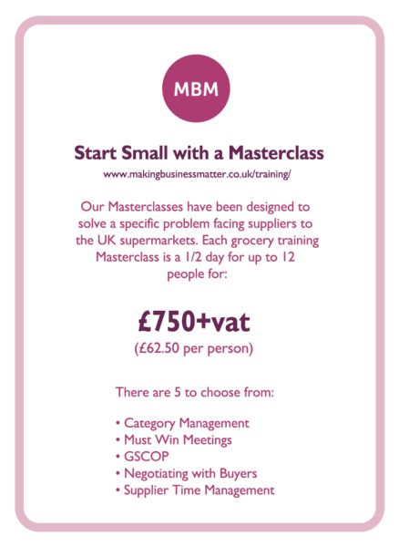 The masterclass, a class designed for those who want to start small, on a coaching card