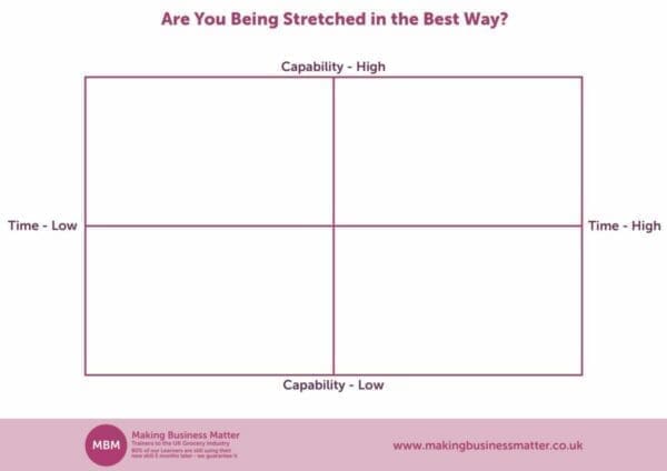 Blank Boston Matrix for the Capability versus Time template to help with people management