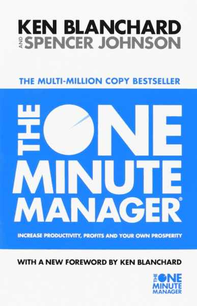 Blue book cover for The One Minute Manager by Ken Blanchard and Spencer Johnson for book review