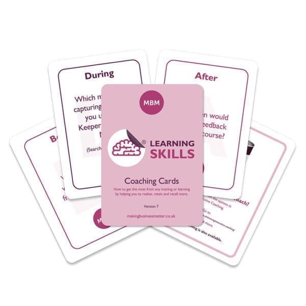 Five Learning Skills coaching cards fanned out