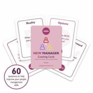 Five coaching cards, four white and one purple