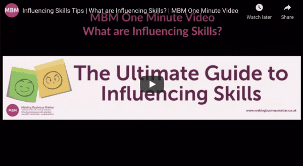 Screenshot from MBM One Minute Video on influencing skills