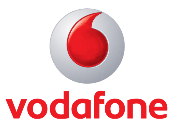 Red Vodafone logo on white background