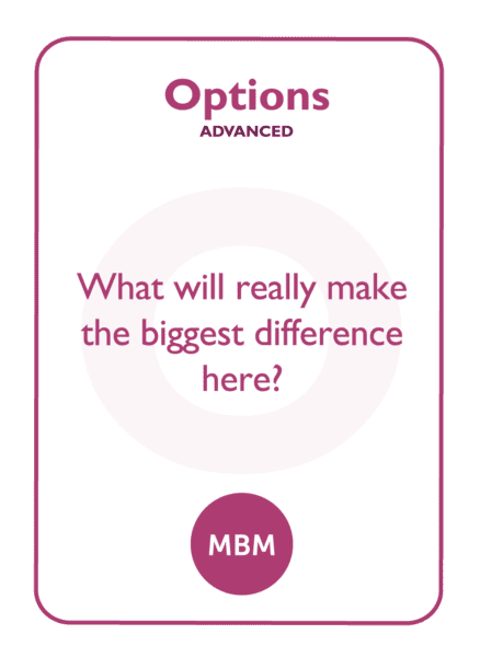 GROW coaching card titled Options