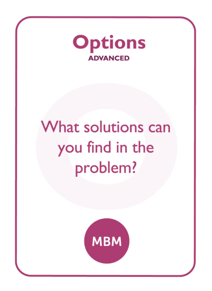 GROW coaching card titled Options
