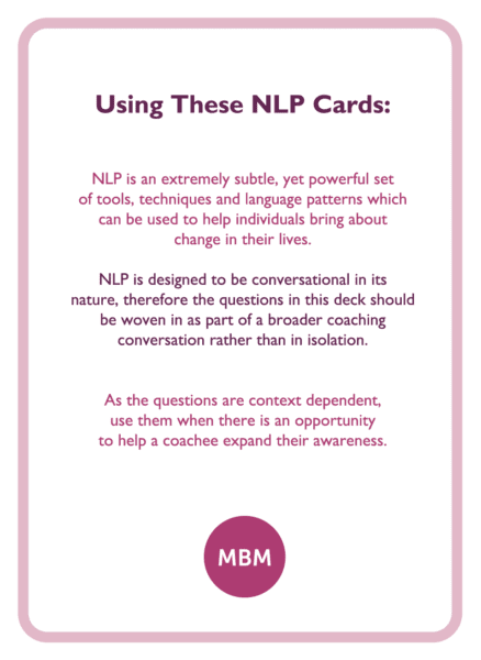 NLP coaching card titled Using these NLP Cards