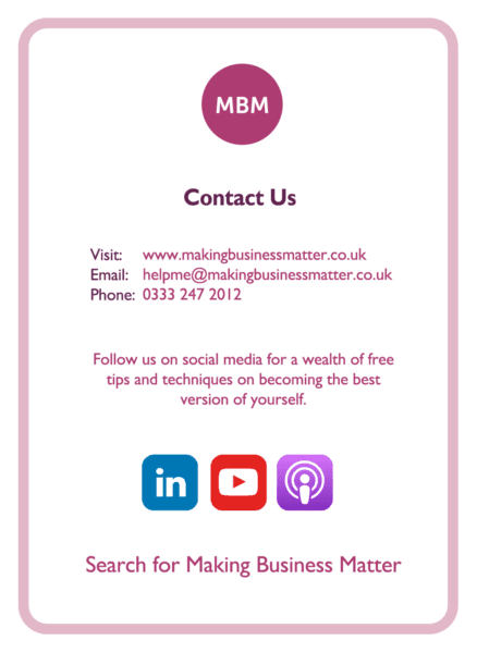 NLP coaching card titled Contact Us