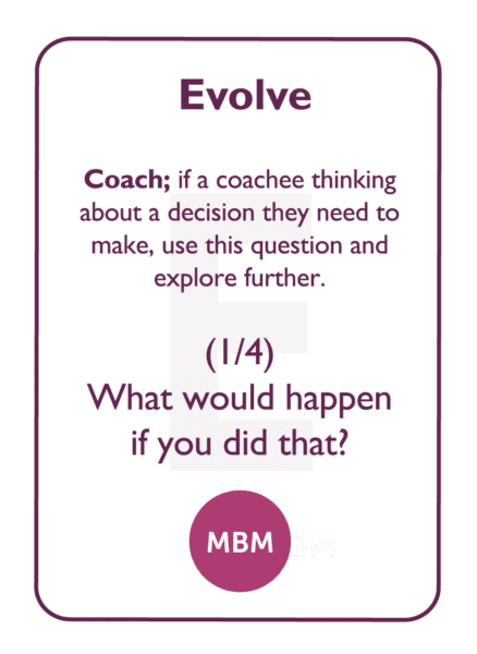 NLP coaching card titled Evolve