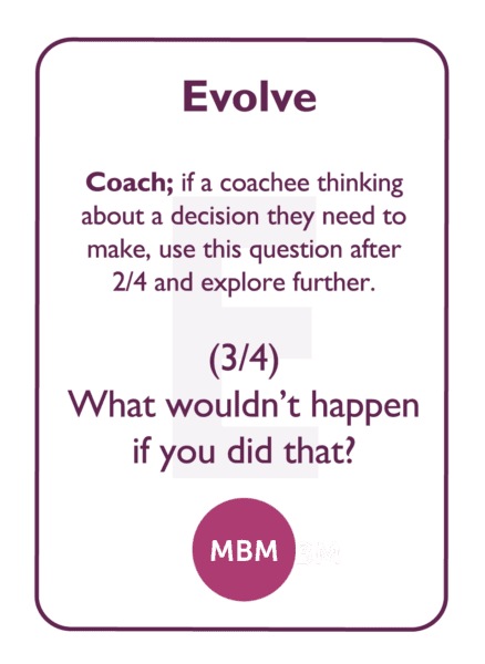 NLP coaching card titled Evolve